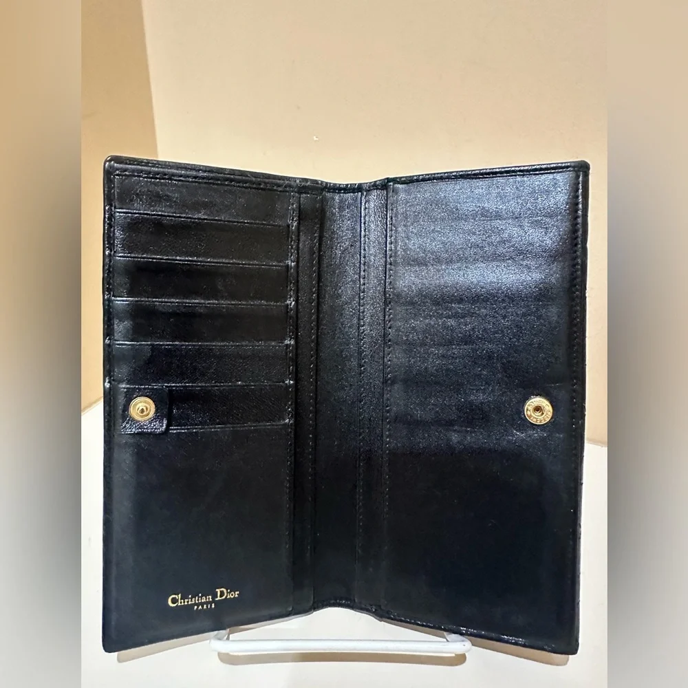 Christian Dior Vintage Cannage Leather Long Wallet